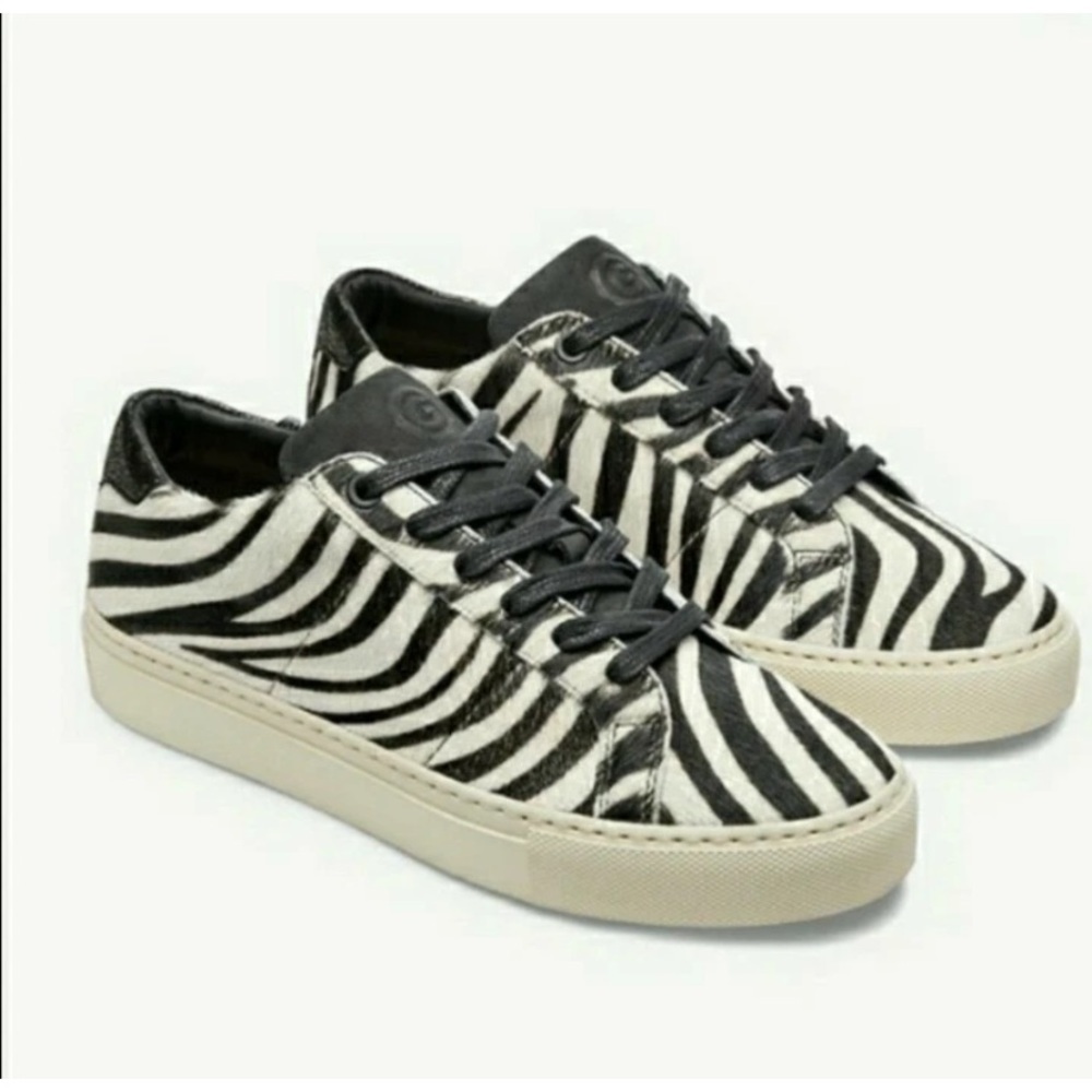 Greats Brooklyn Royale Pony Hair Zebra Print Low Top Sneakers Size US 6
